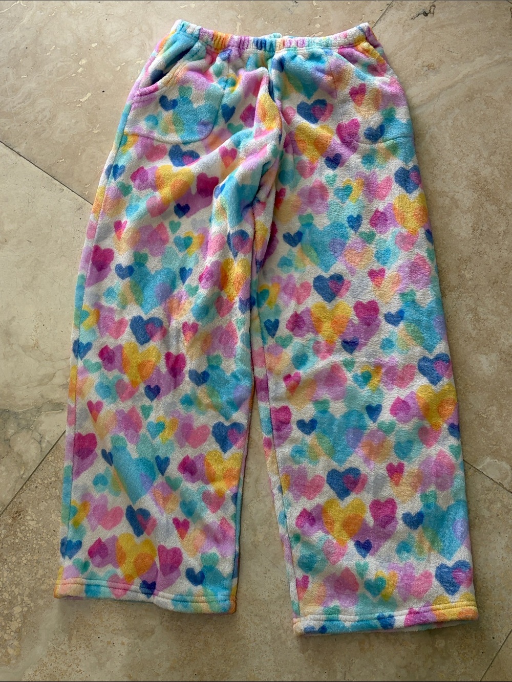 Iscream Colorful Heart Print Fleece Pajama Pants Medium (10-12)